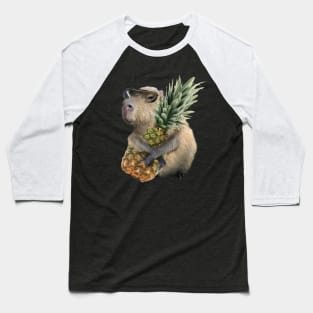 Capybara Eating Pineapple Baseball T-Shirt